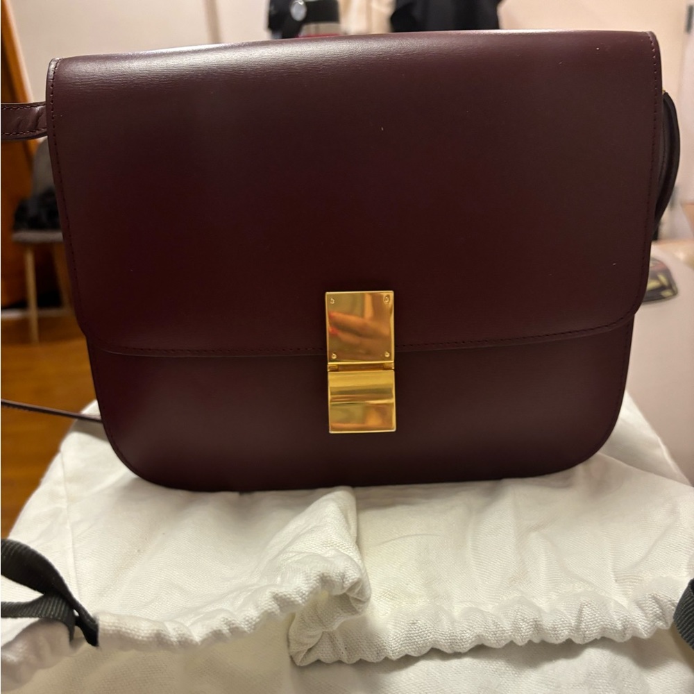 Celine Medium Classic Box Bag, Burgundy
